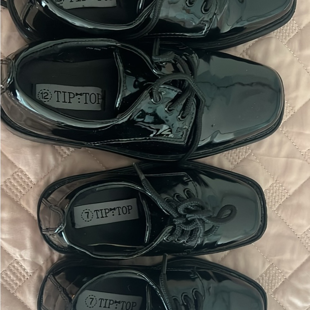 Tip Top Kids Black Patent Lace-Up Dress Shoes